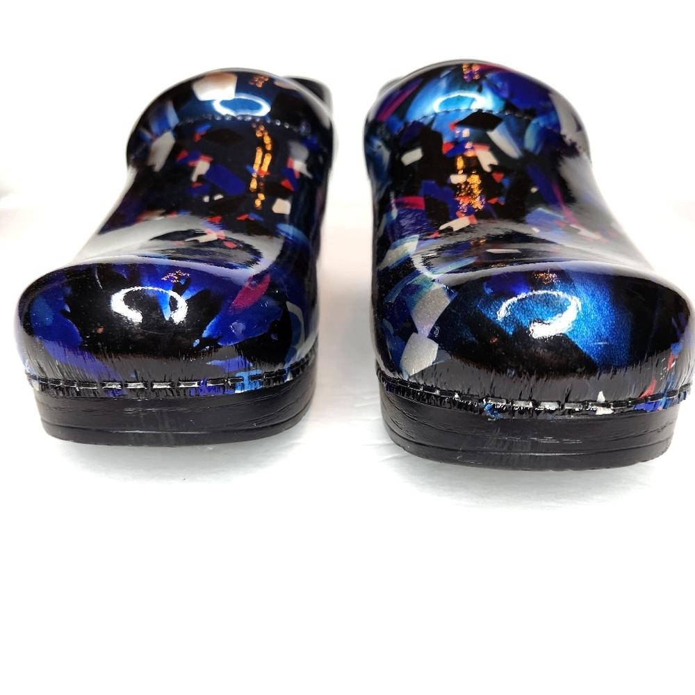 Dansko Women's Metallic Floral Clogs - Black and Blue 7.5-8 - Picture 3 of 7